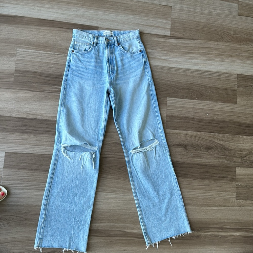 Zara Wideleg light wash denim